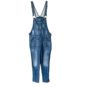 Gap Factory Blue Denim Jean Stretch Overalls side zip size medium